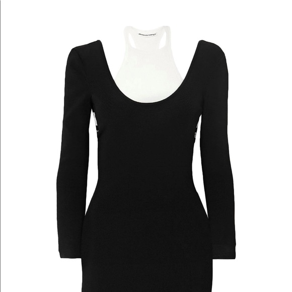 NWT Alexanderwang.t Black & White Bi-Layer Bodycon Dress (XS) Alexander Wang - Picture 3 of 10